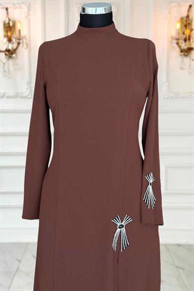 Tuay Abiye Elbise Kahverengi