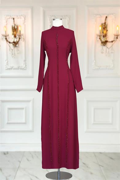 Tuna Abiye Elbise Bordo