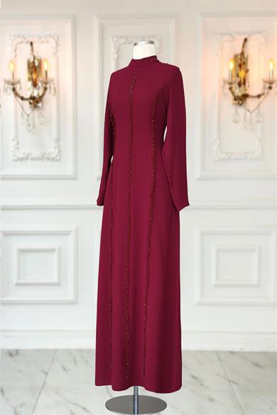 Tuna Abiye Elbise Bordo