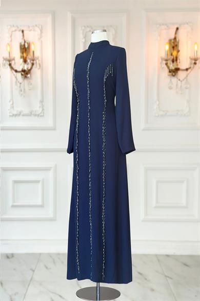 Tuna Abiye Elbise Lacivert