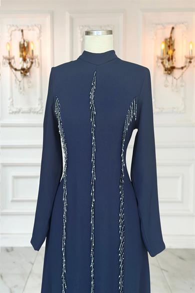 Tuna Abiye Elbise Lacivert