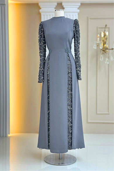 Tusem Abiye Elbise Gri