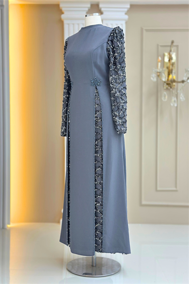 Tusem Abiye Elbise Gri