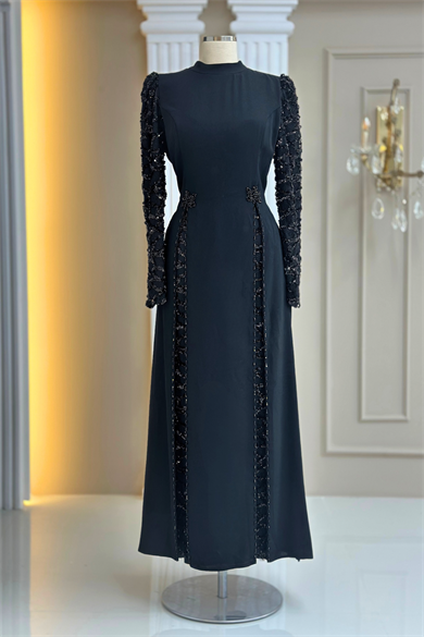 Tusem Abiye Elbise Siyah