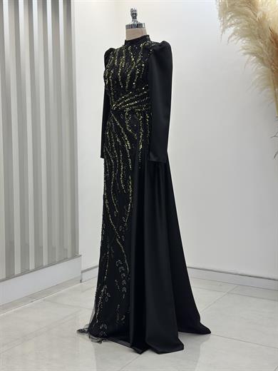 Verona Abiye Siyah-Yağ Yeşili