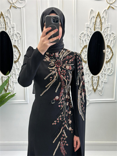 Yasemin Abiye Siyah-Kırmızı