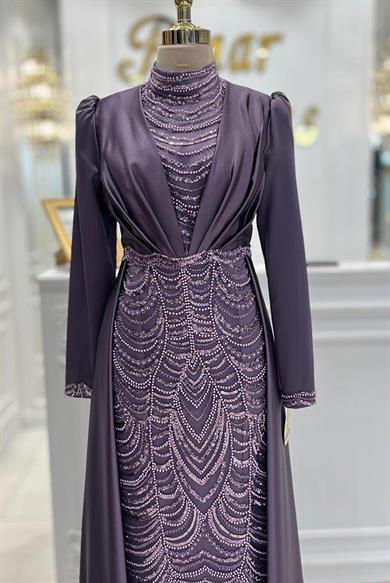 Yeni İnci Abiye Lila