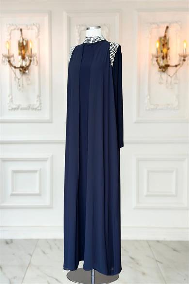 Zambak Abiye Elbise Lacivert