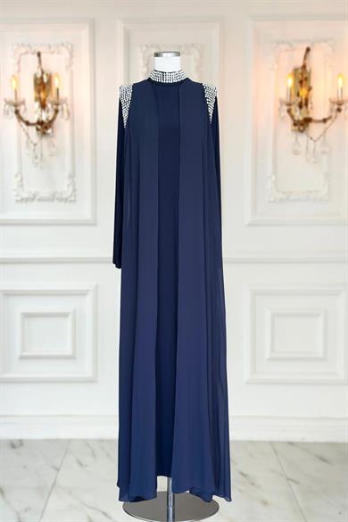 Zambak Abiye Elbise Lacivert