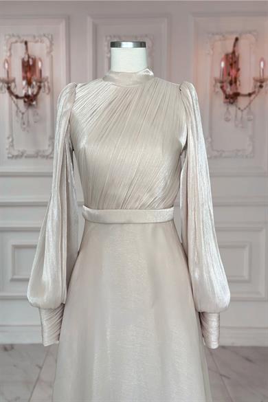 Zen Abiye Elbise Bej