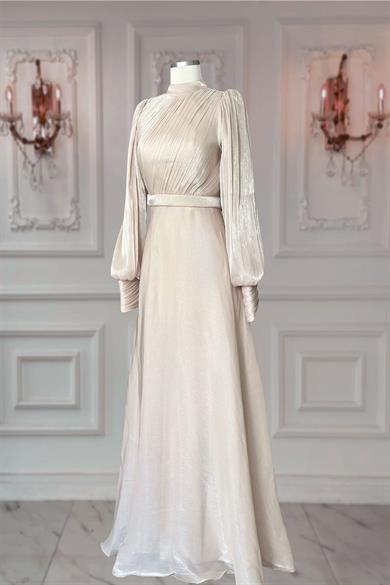 Zen Abiye Elbise Bej