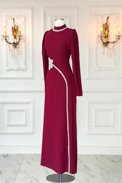 Zühre Tesettür Abiye Bordo