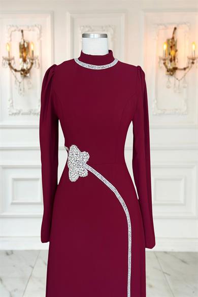 Zühre Tesettür Abiye Bordo