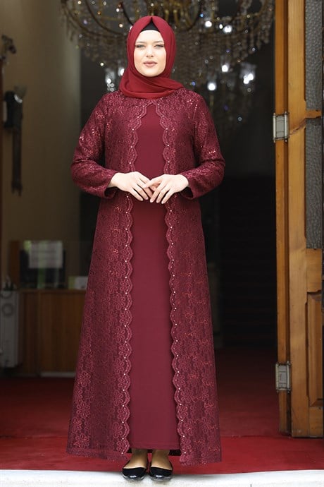 Amine Hüma  - Papatya Dress Claret Red