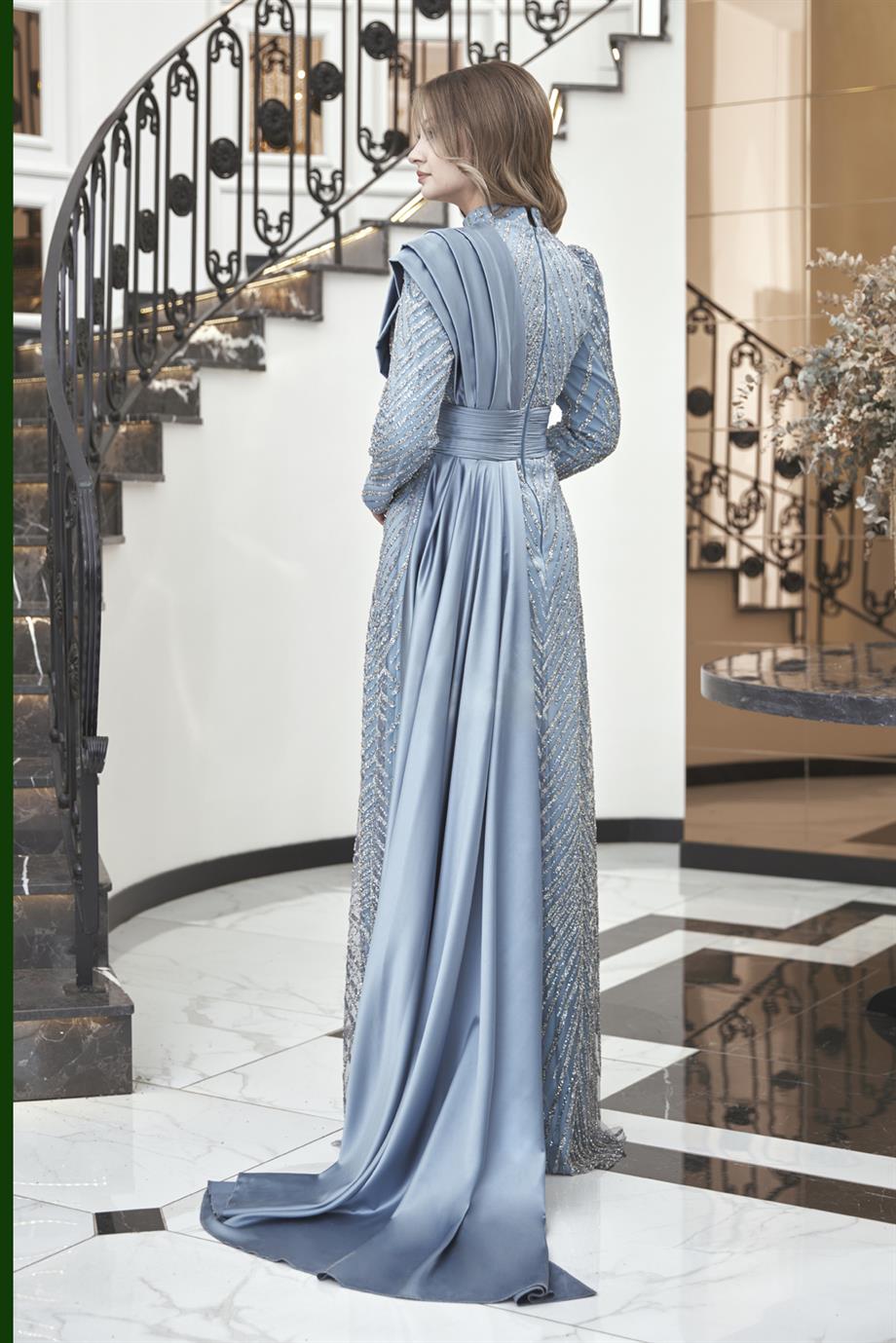 DressLife Derin Abiye Mavi Tesettür Home