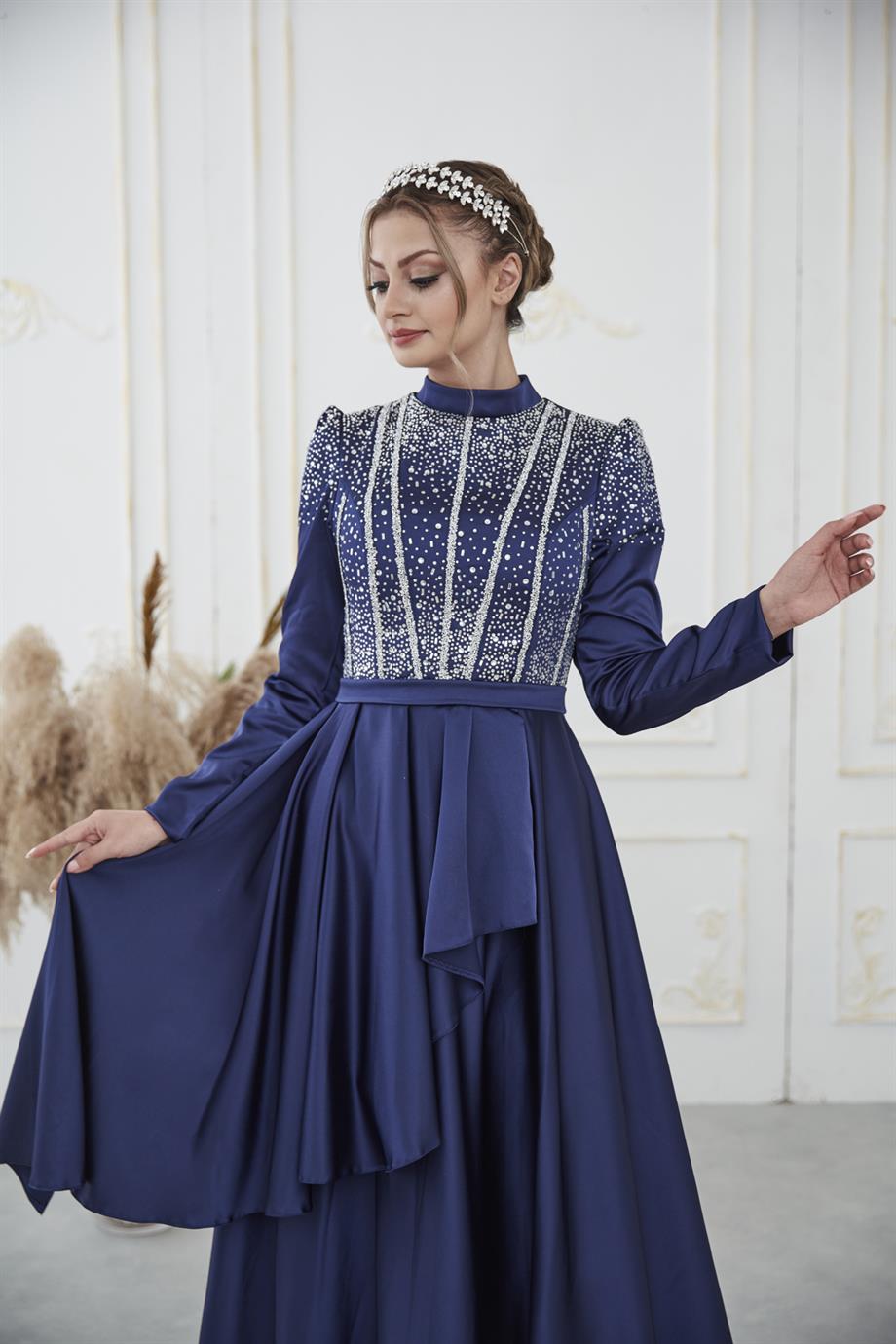 Dresslife Fiyona Abiye Lacivert Tesettür Home