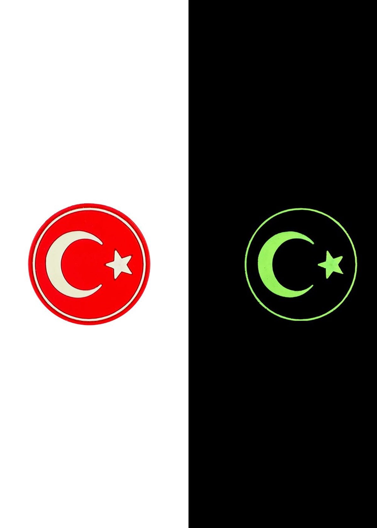 Türk Bayrağı Silikon Fosforlu Yuvarlak Arma