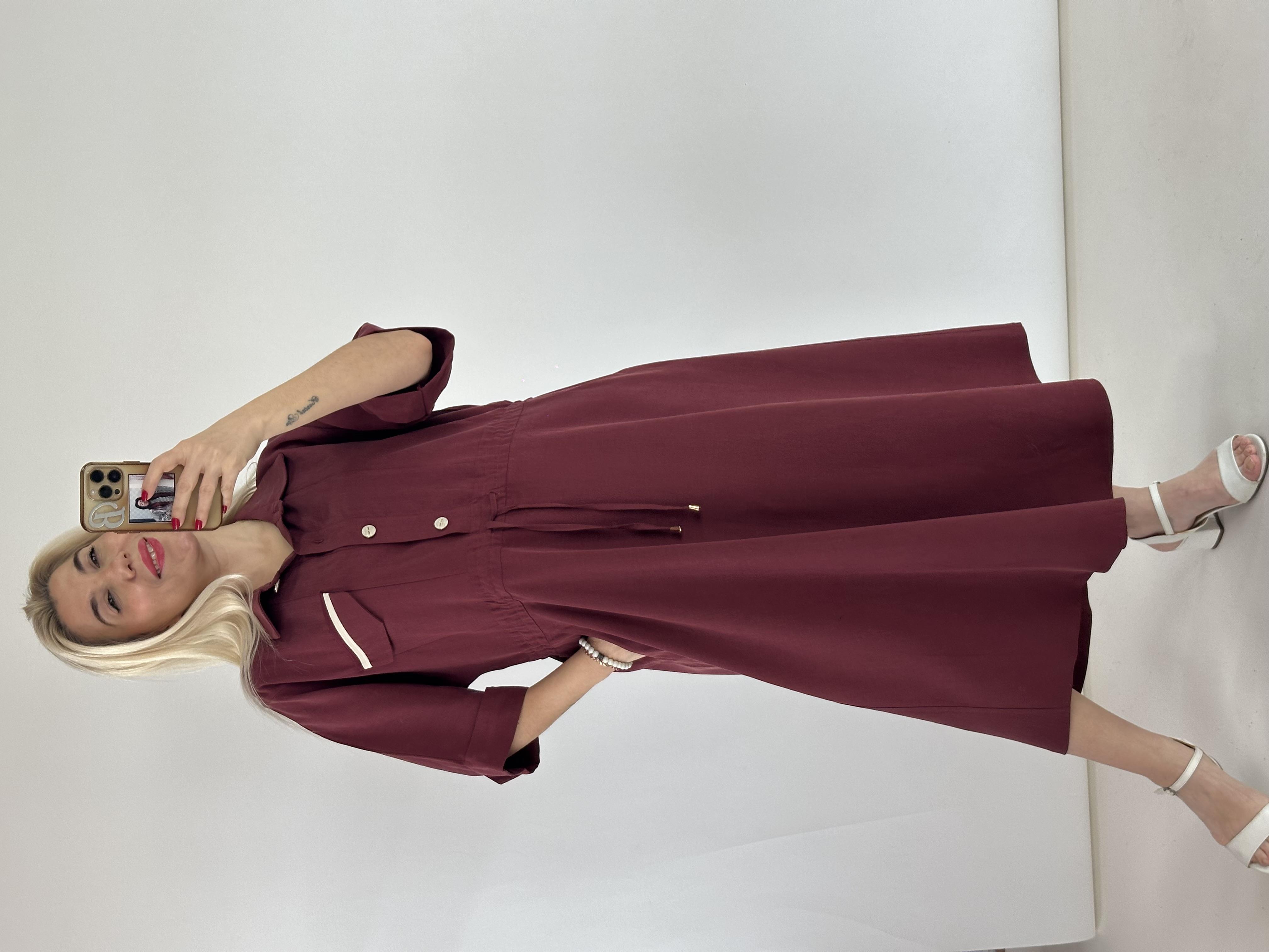 TENSEL ROME ELBİSE BORDO