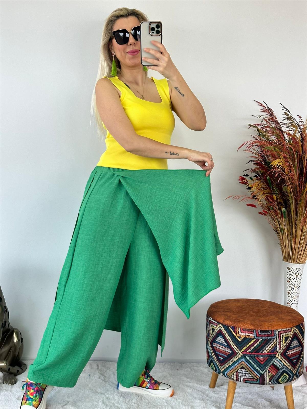 Yeşil Bowi Etek Pantolon