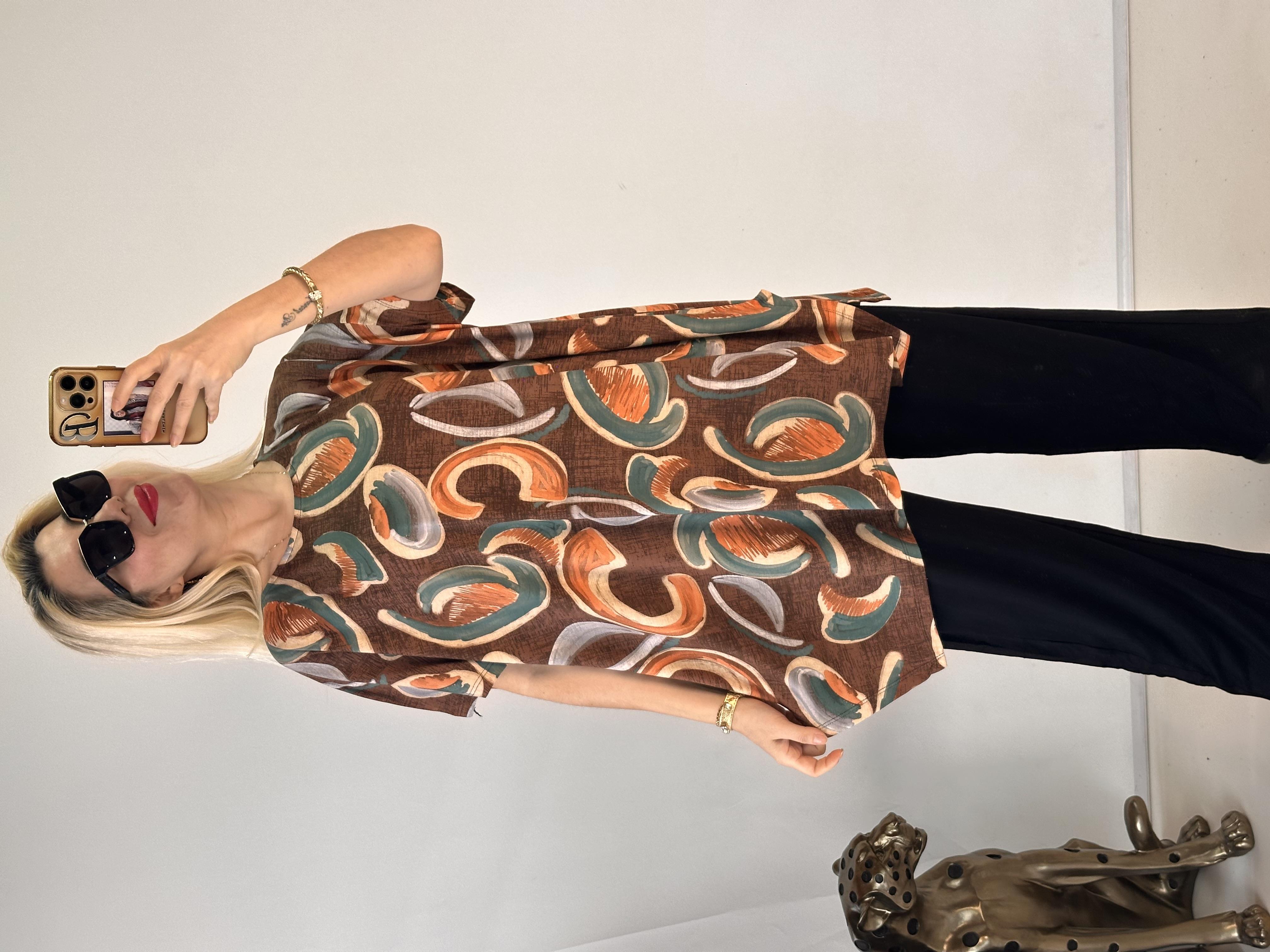 BATTAL BLUZ KAHVE CİRCLE