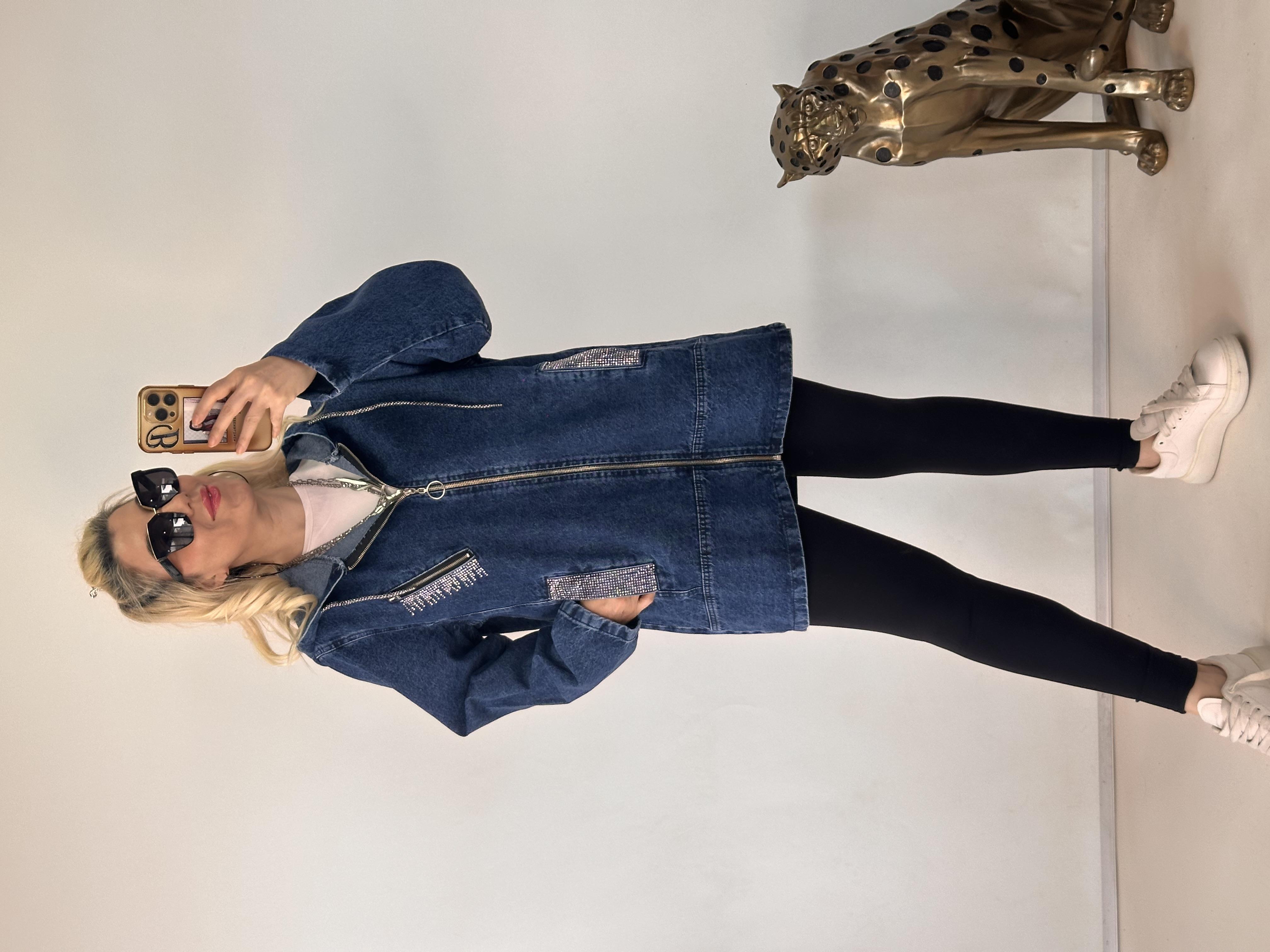 TAŞ DETAYLI FERO KOT CEKET 