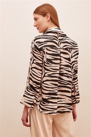 Zara Model Zebra Desenli Saten Gömlek