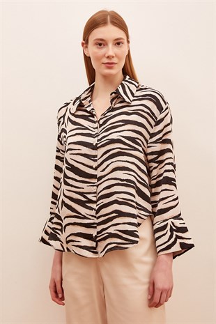 Zara Model Zebra Desenli Saten Gömlek