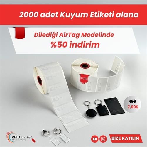 2000 Adet Kuyum Etiketi T52J + Airtag (%50 indirimli)