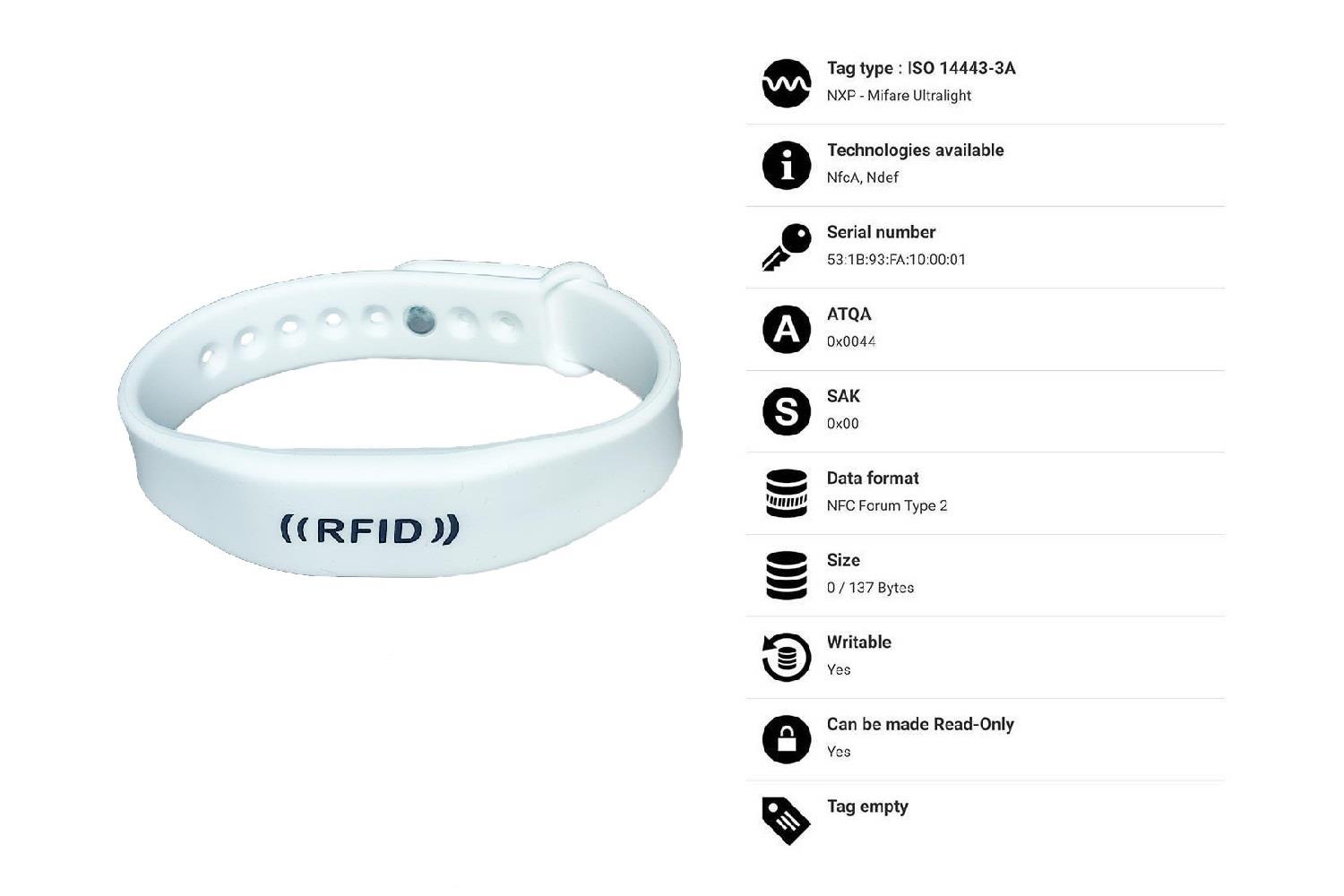 NFC / HF RFID Bileklik beyaz HR002