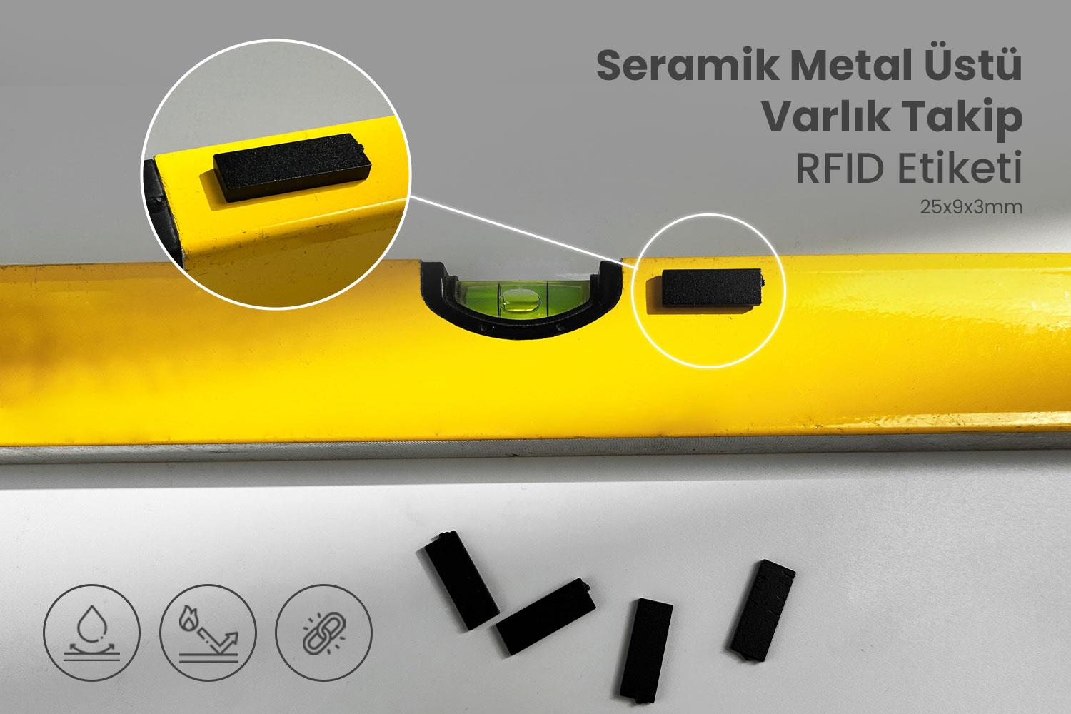 Seramik Metal Üstü Varlık Takip RFID Etiketi 25x9x3mm