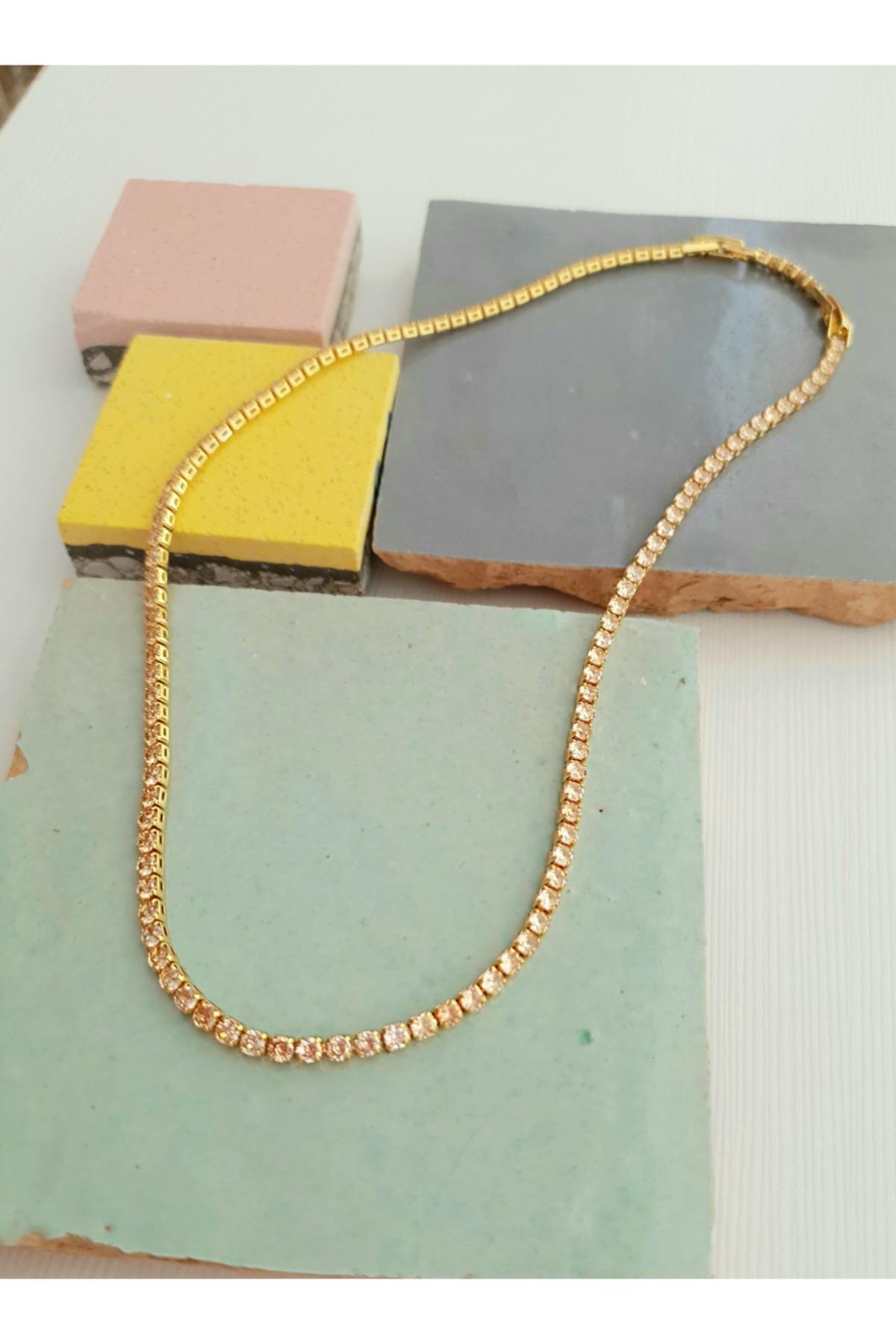 Suyolu Kolye - Gold - Şampanya