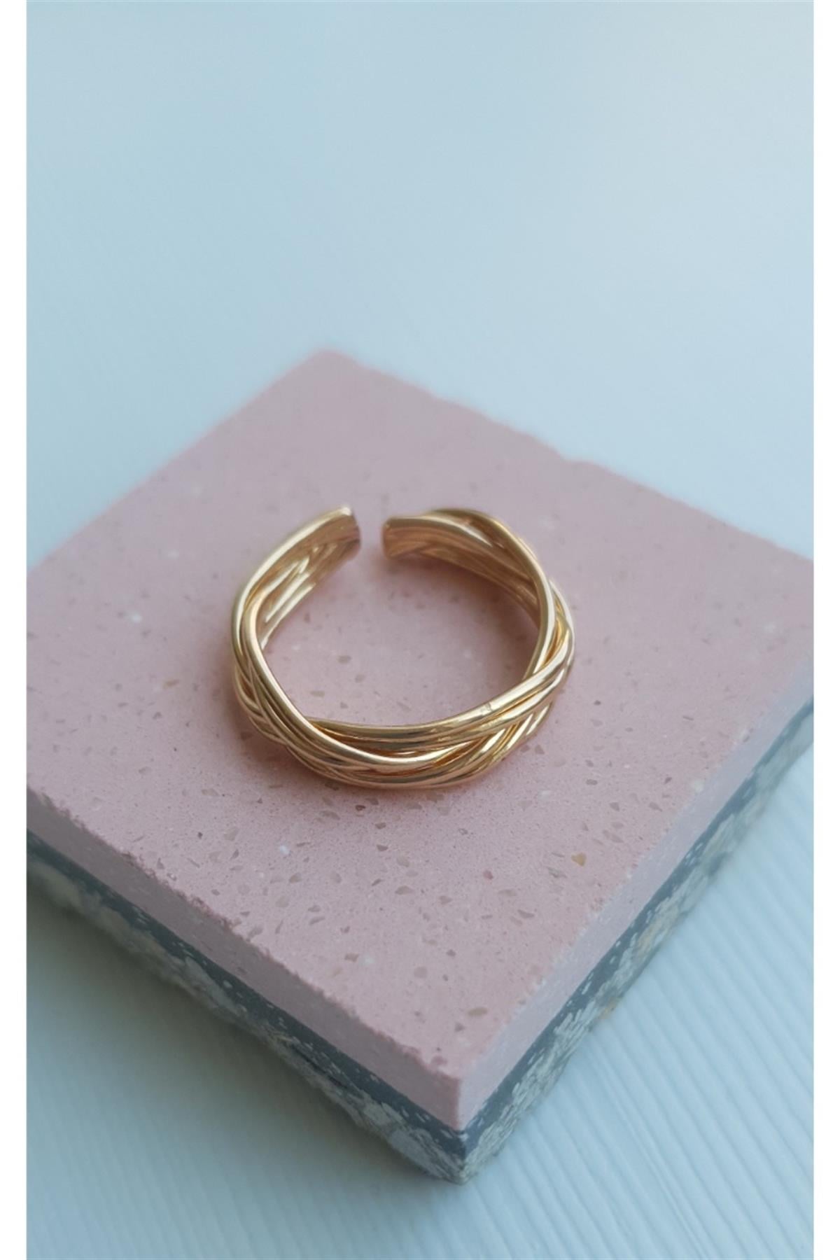 Tel Örgü Model Gold Yüzük