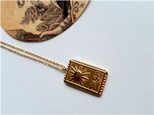 The Sun Çelik Gold Madalyon Kolye