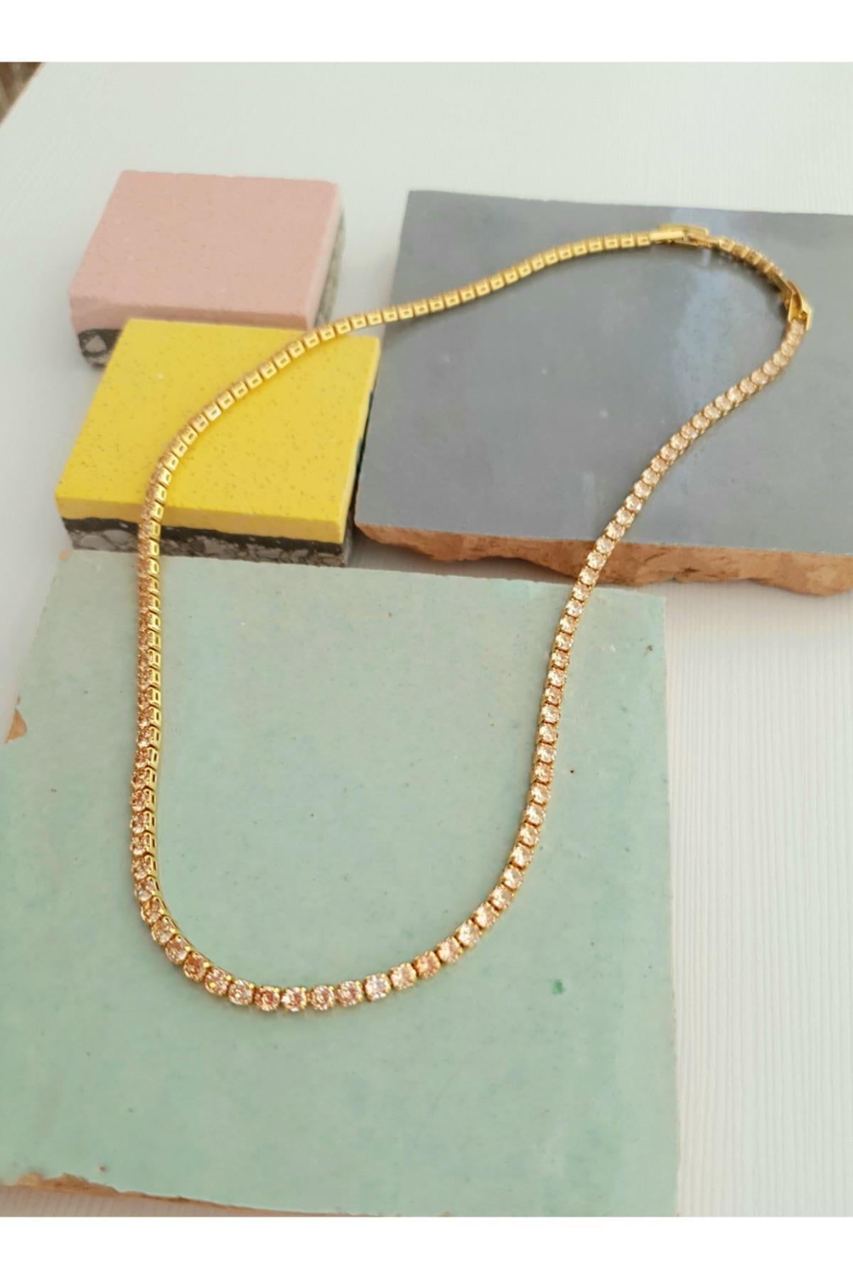 Suyolu Kolye - Gold - Şampanya