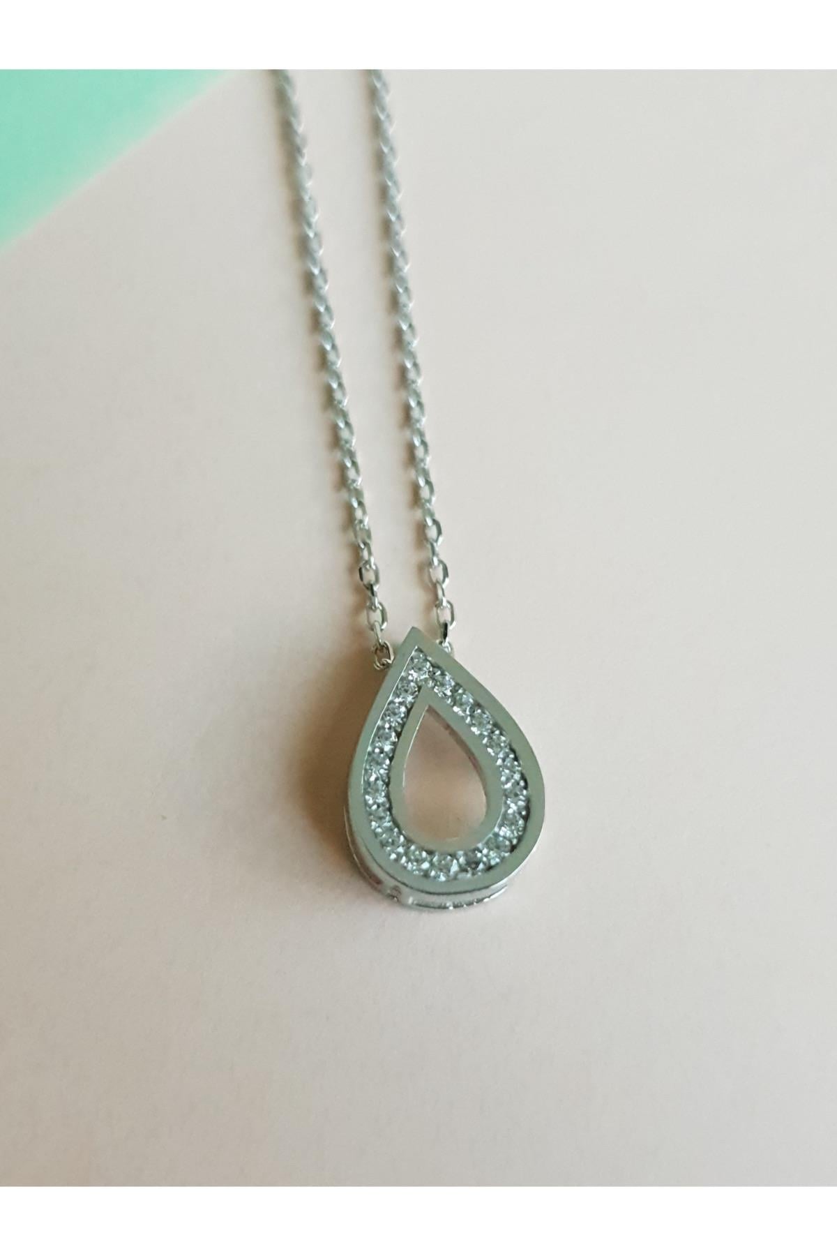 Zirconia Swarovski Damla Gümüş Kolye