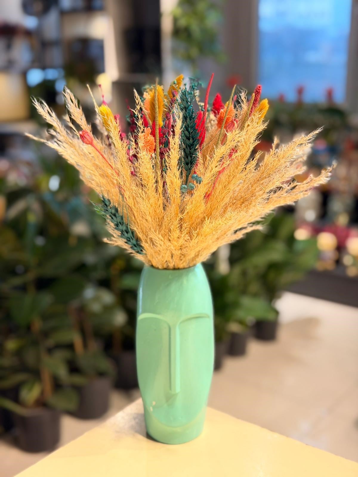 Açık Yeşil Vazo Seramik Kuru Çiçek