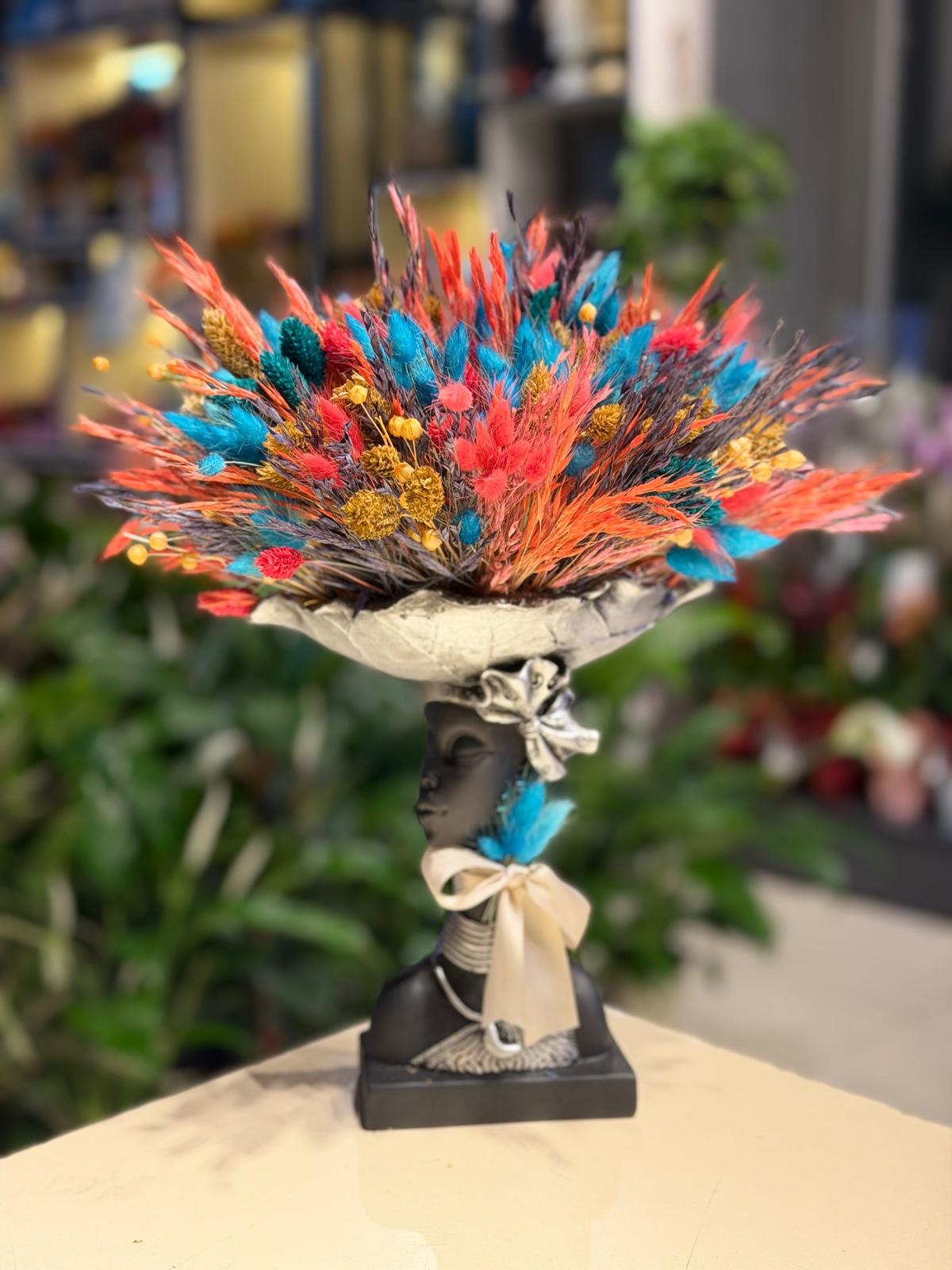 Arap Kızı Seramik Mavi Kuru Çiçek