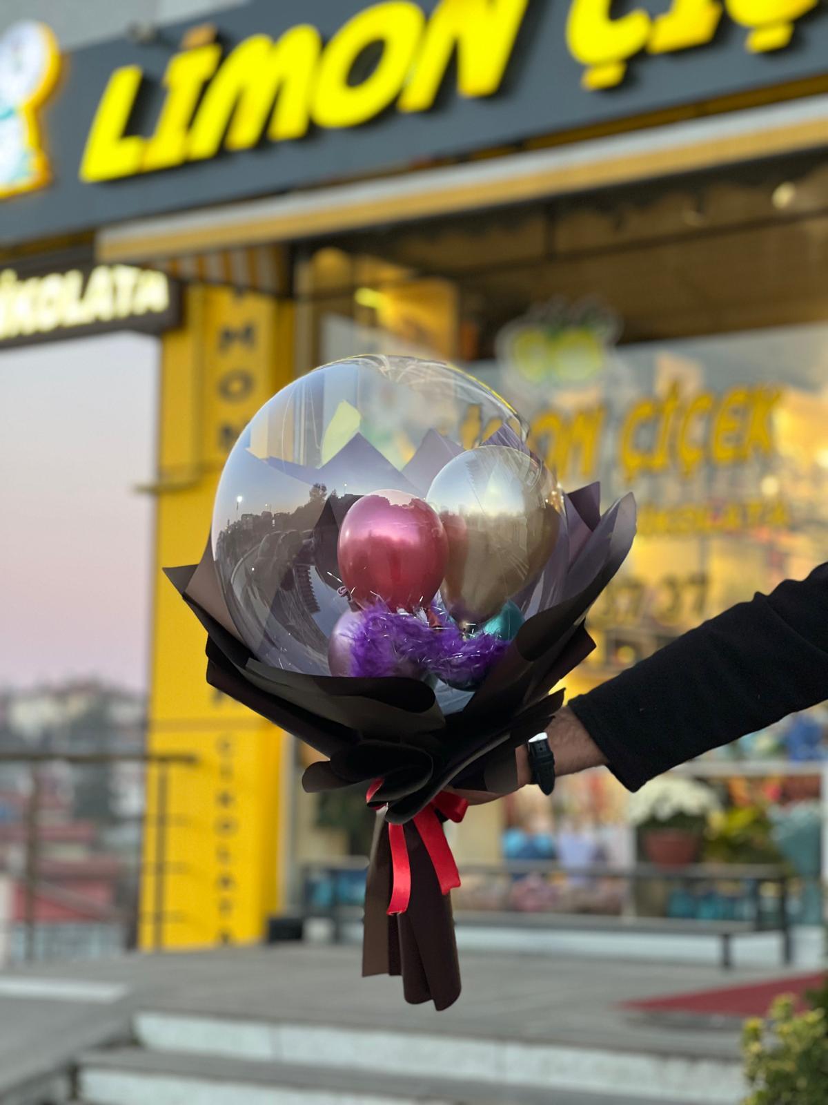 Balon Buketi Siyah Paketli