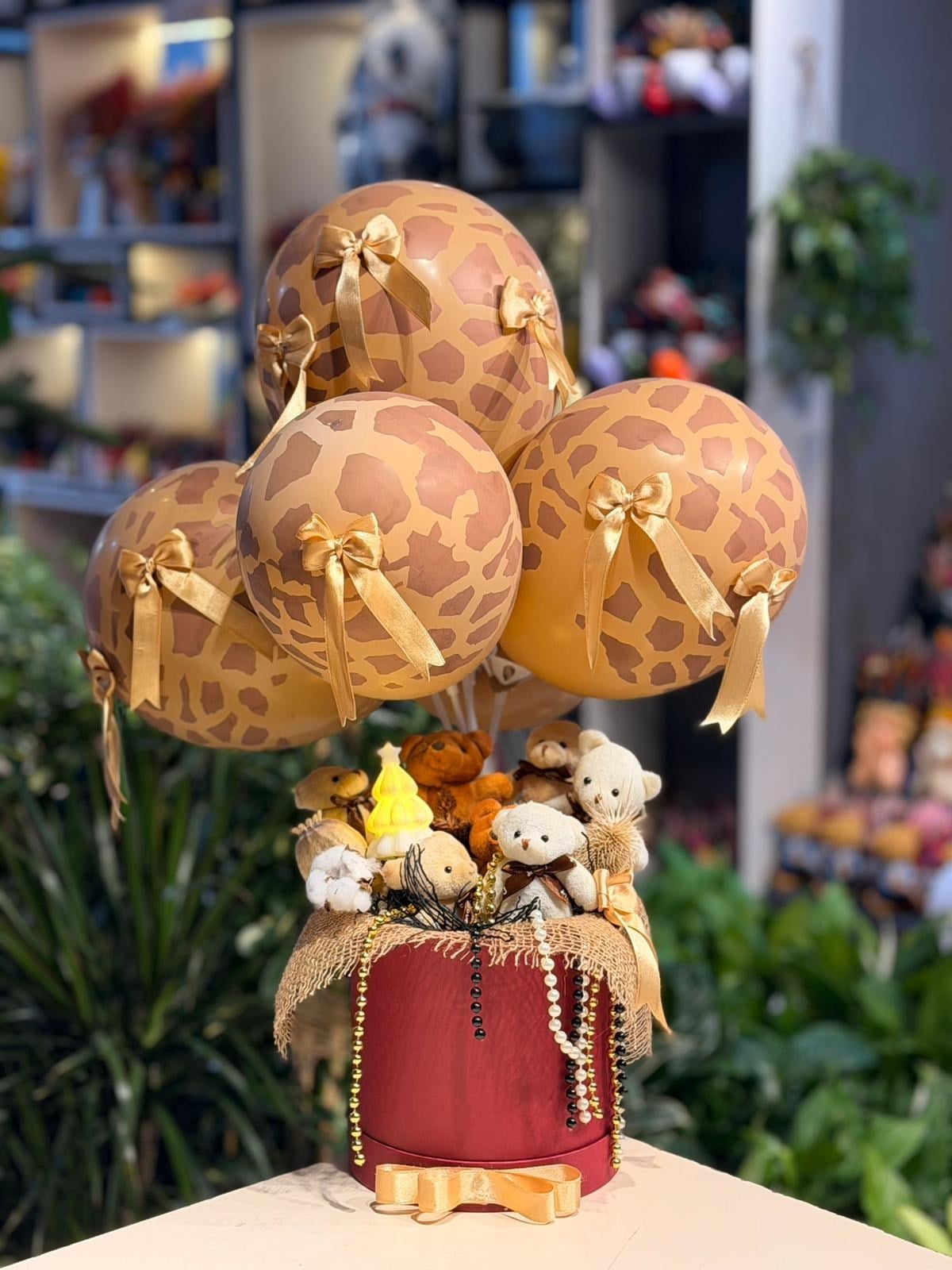 Bordo Kutu Kahverengi Balon Aranjmanı