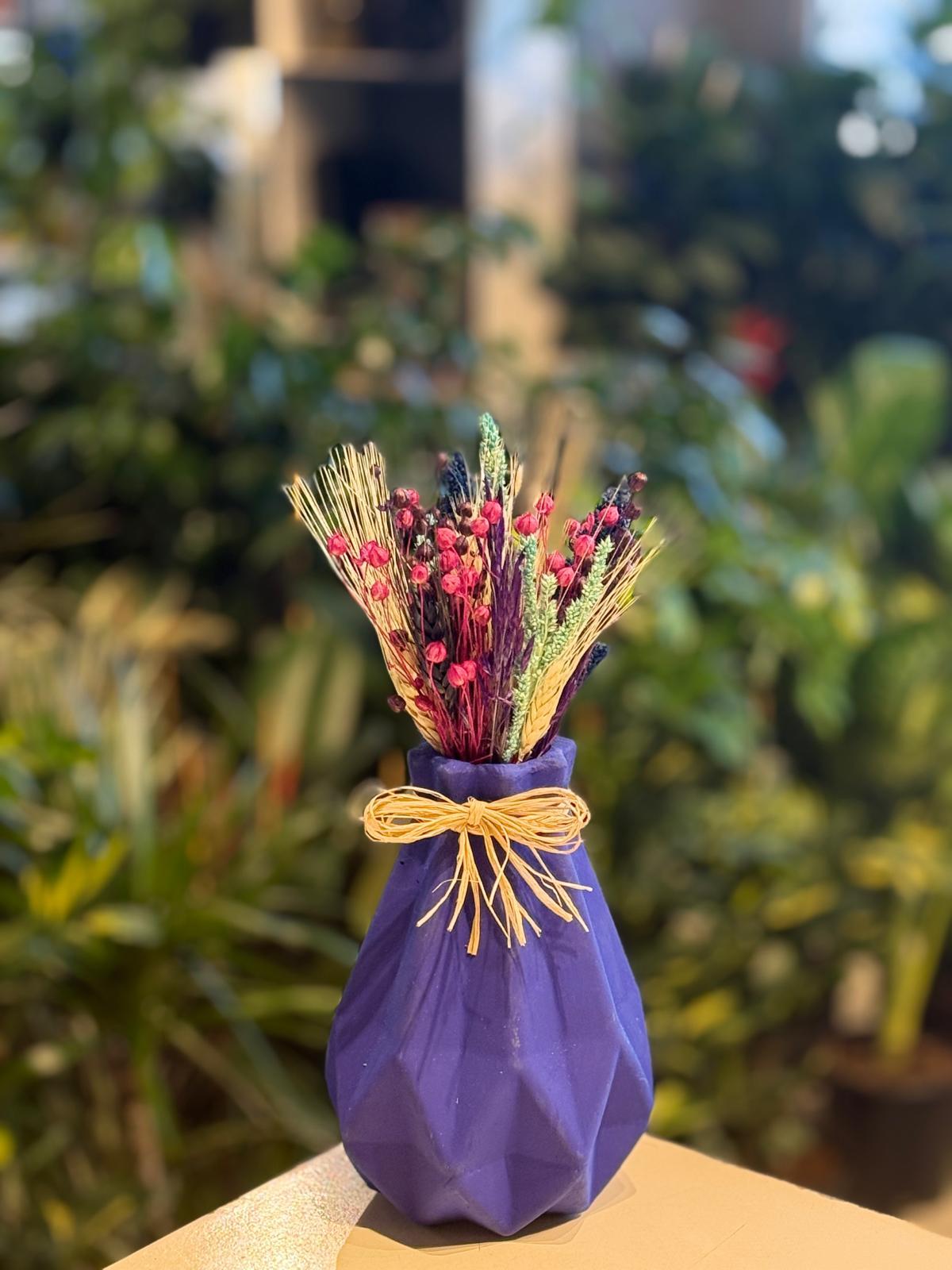 Mor Vazo Seramik Kuru Çiçek