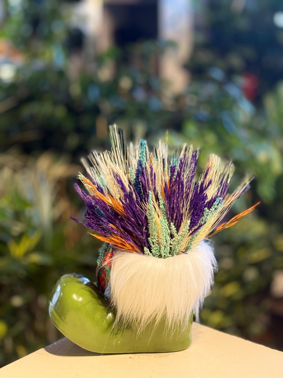 Yeşil Çizme Seramik Kuru Çiçek 