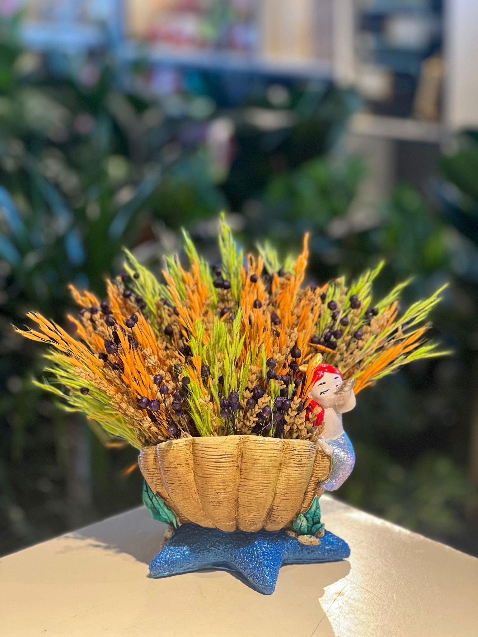 Deniz Kızı Seramik Turuncu Kuru Çiçek