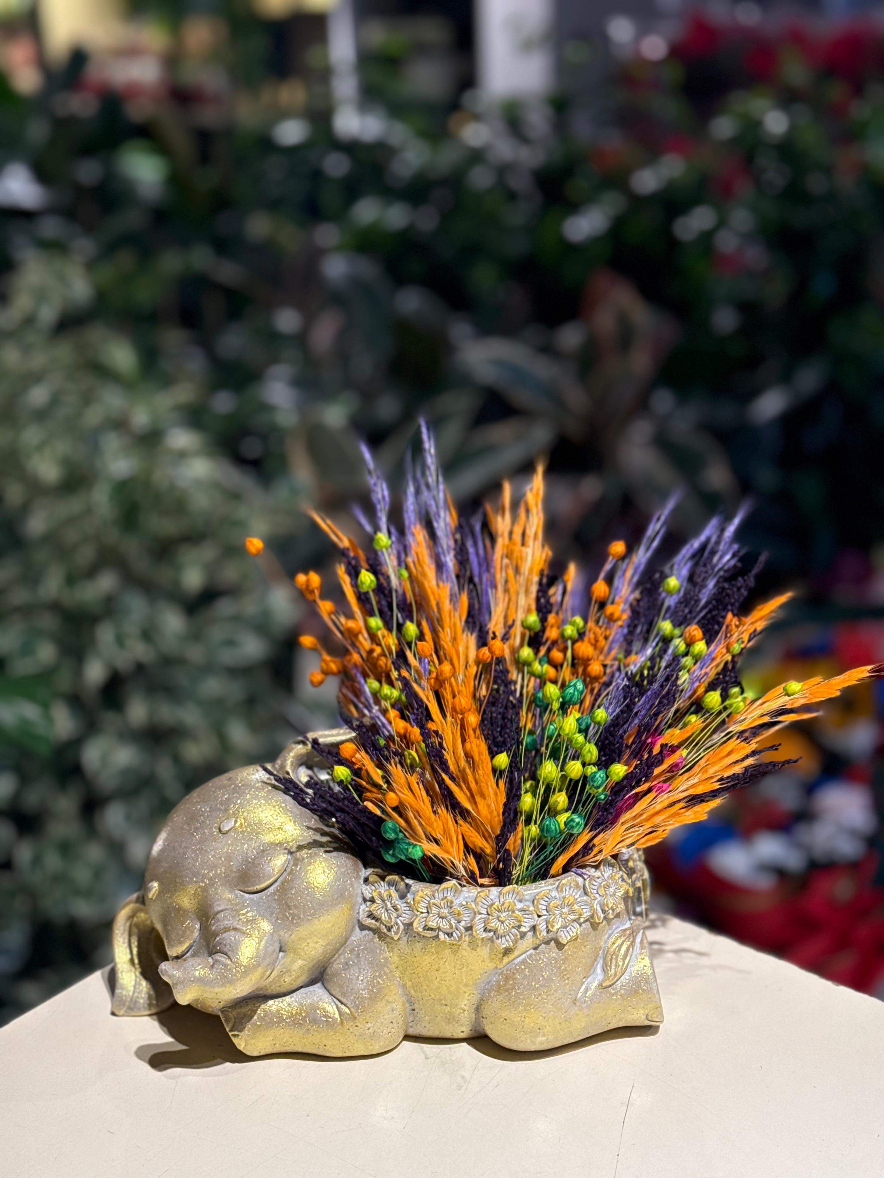 Gold Fil Seramik Kuru Çiçek