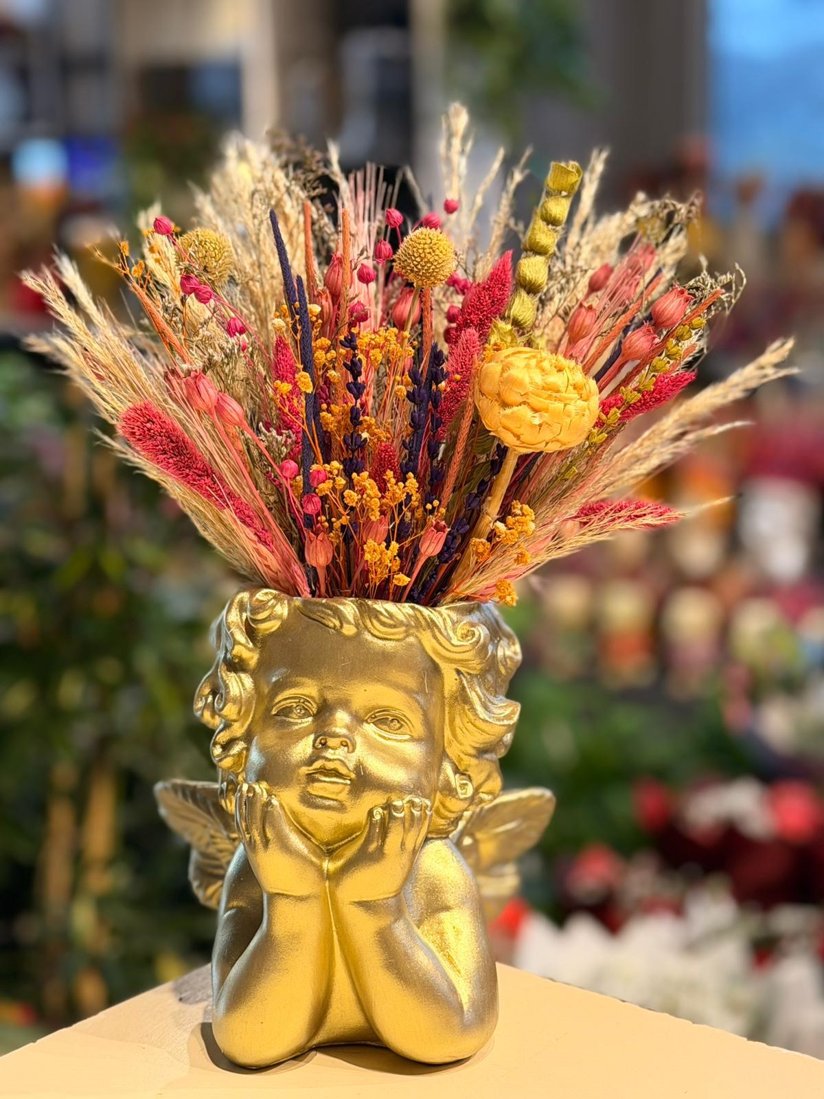 Gold Melek Seramik Kuru Çiçek