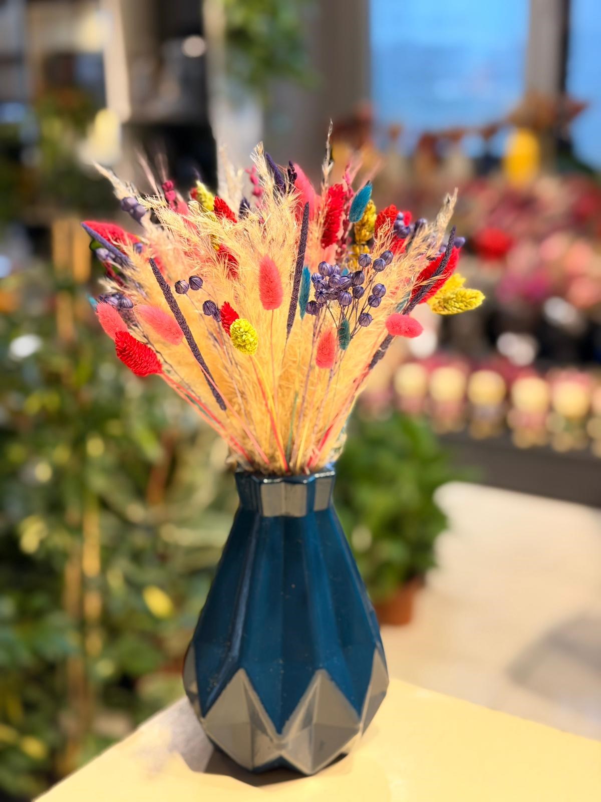 Koyu Yeşil Vazo Seramik Kuru Çiçek