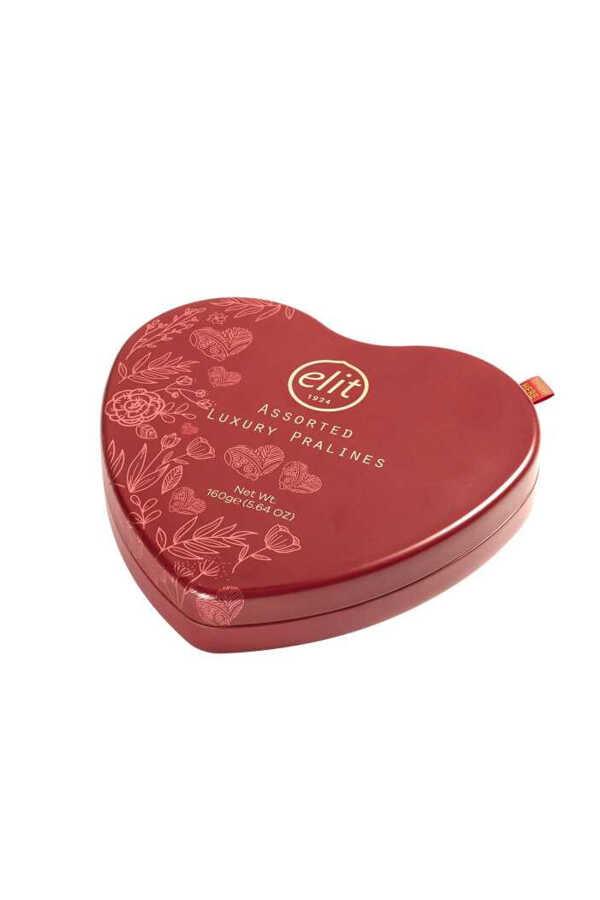 Luxury Pralines Çikolata Metal Kalp Kutu 160g Glutensiz