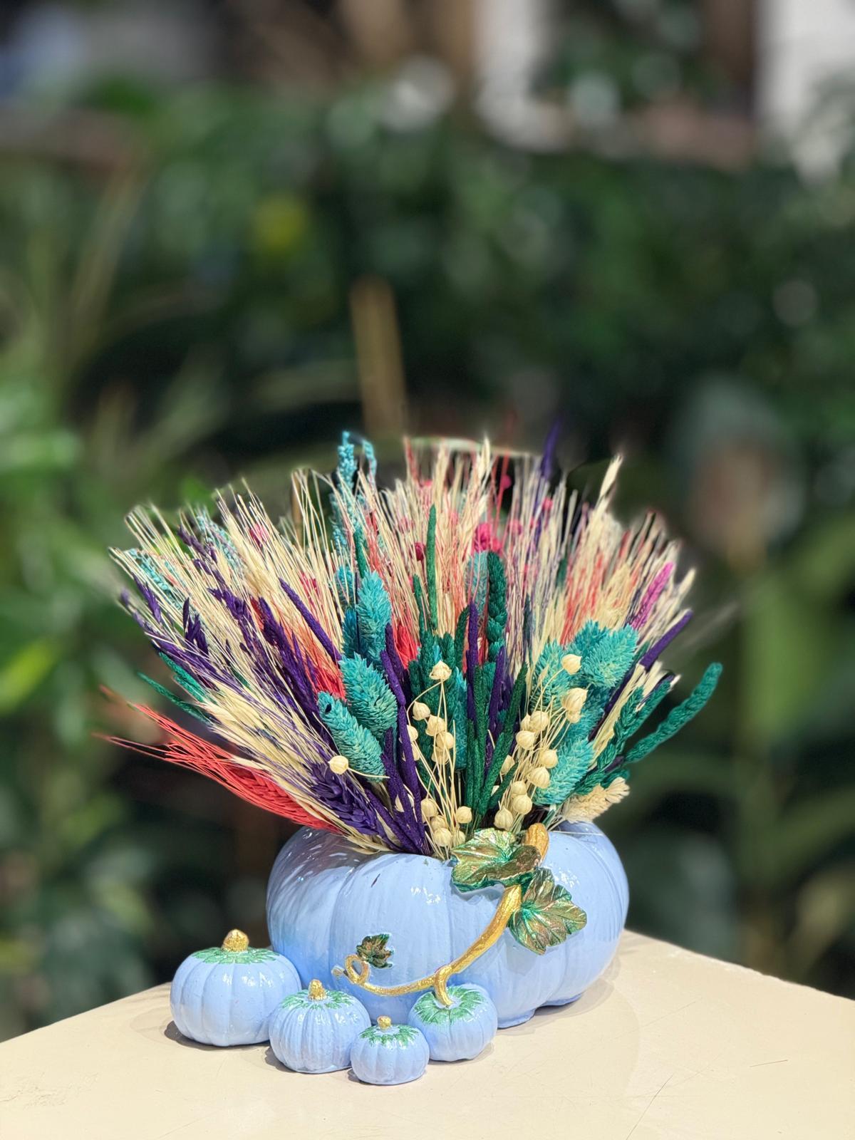 Mavi Kabak Seramik Kuru Çiçek