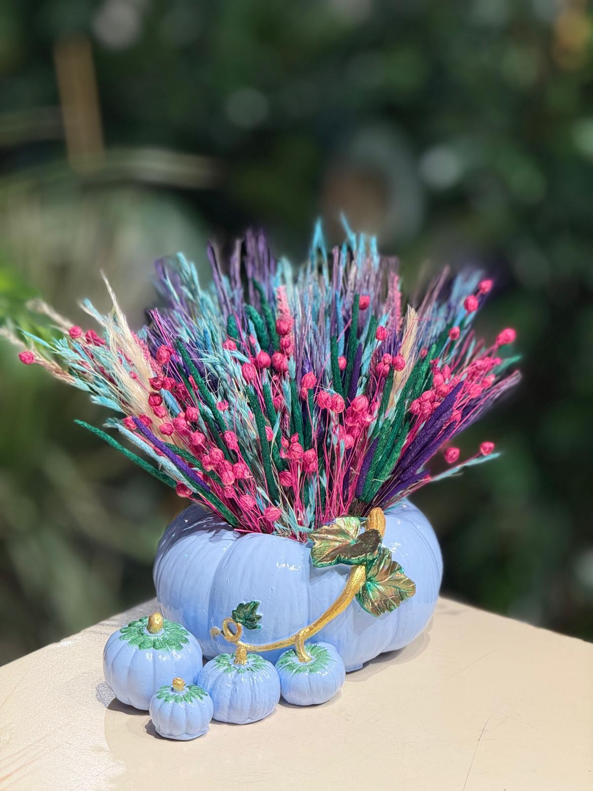 Mavi Kabak Seramik Kuru Çiçek