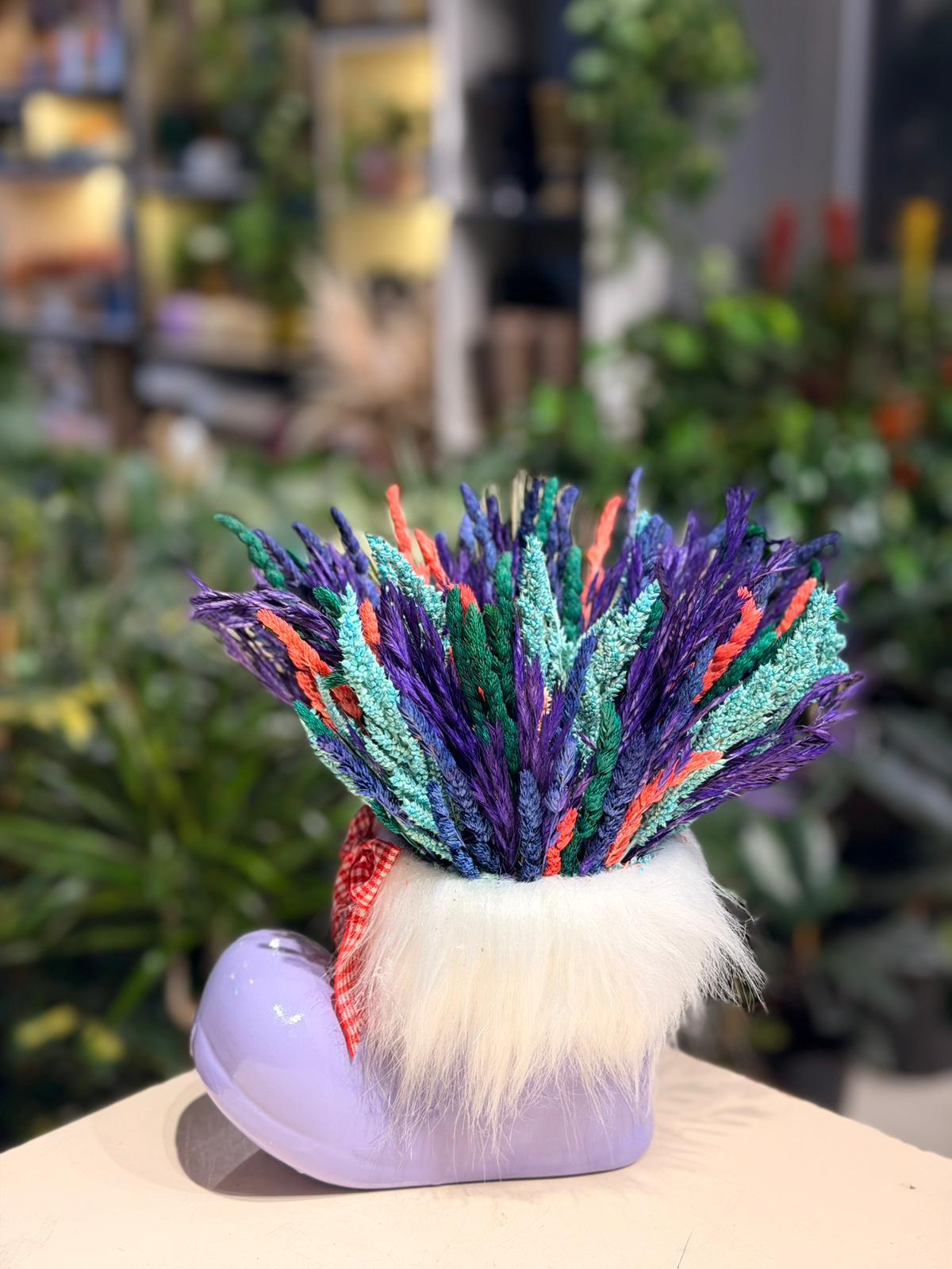 Mor Çizme Seramik Mor Kuru Çiçek