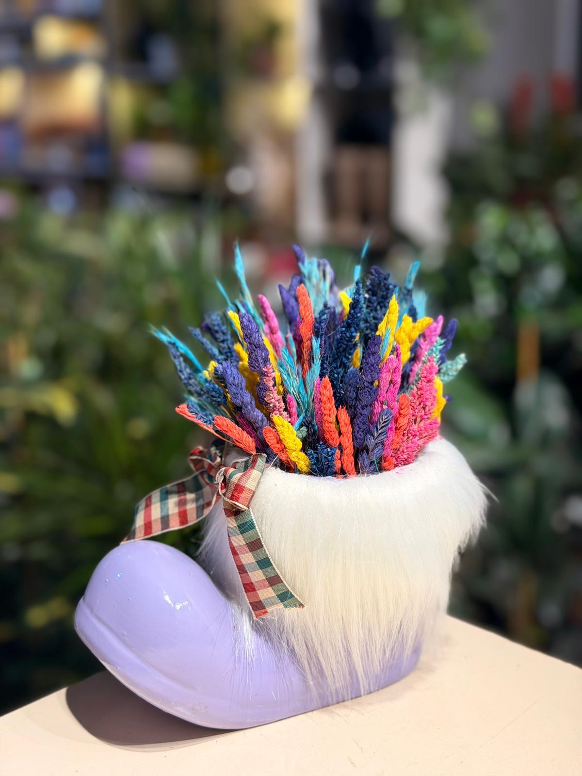 Mor Çizme Seramik Mor Kuru Çiçek